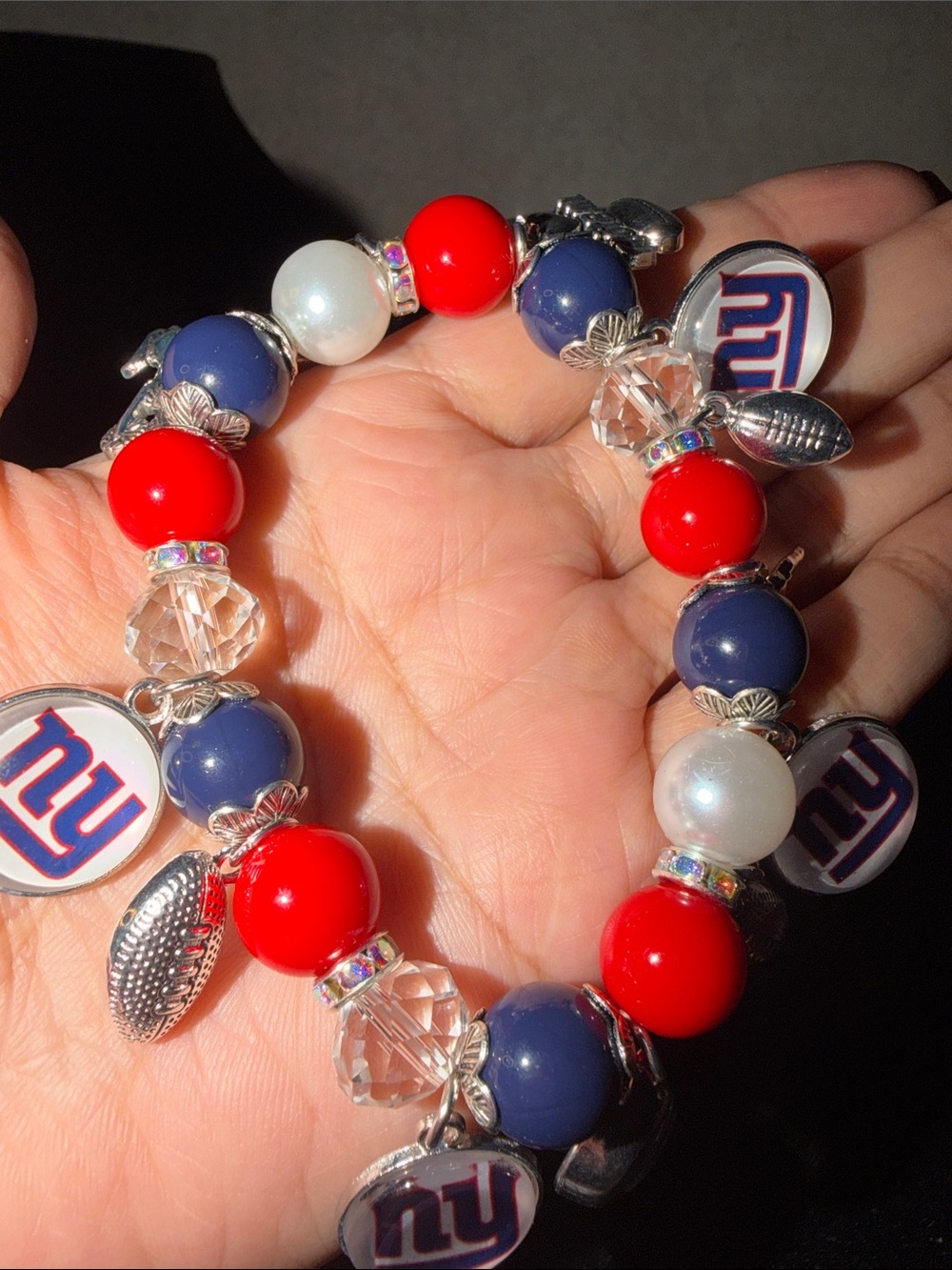 New York Giants Team Charm Bracelet - Red, Navy & White